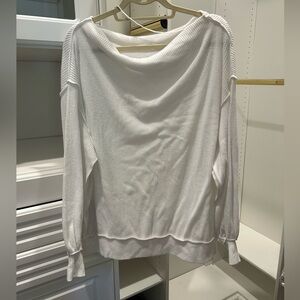 Free People White Pullover Off Shoulder Sweater